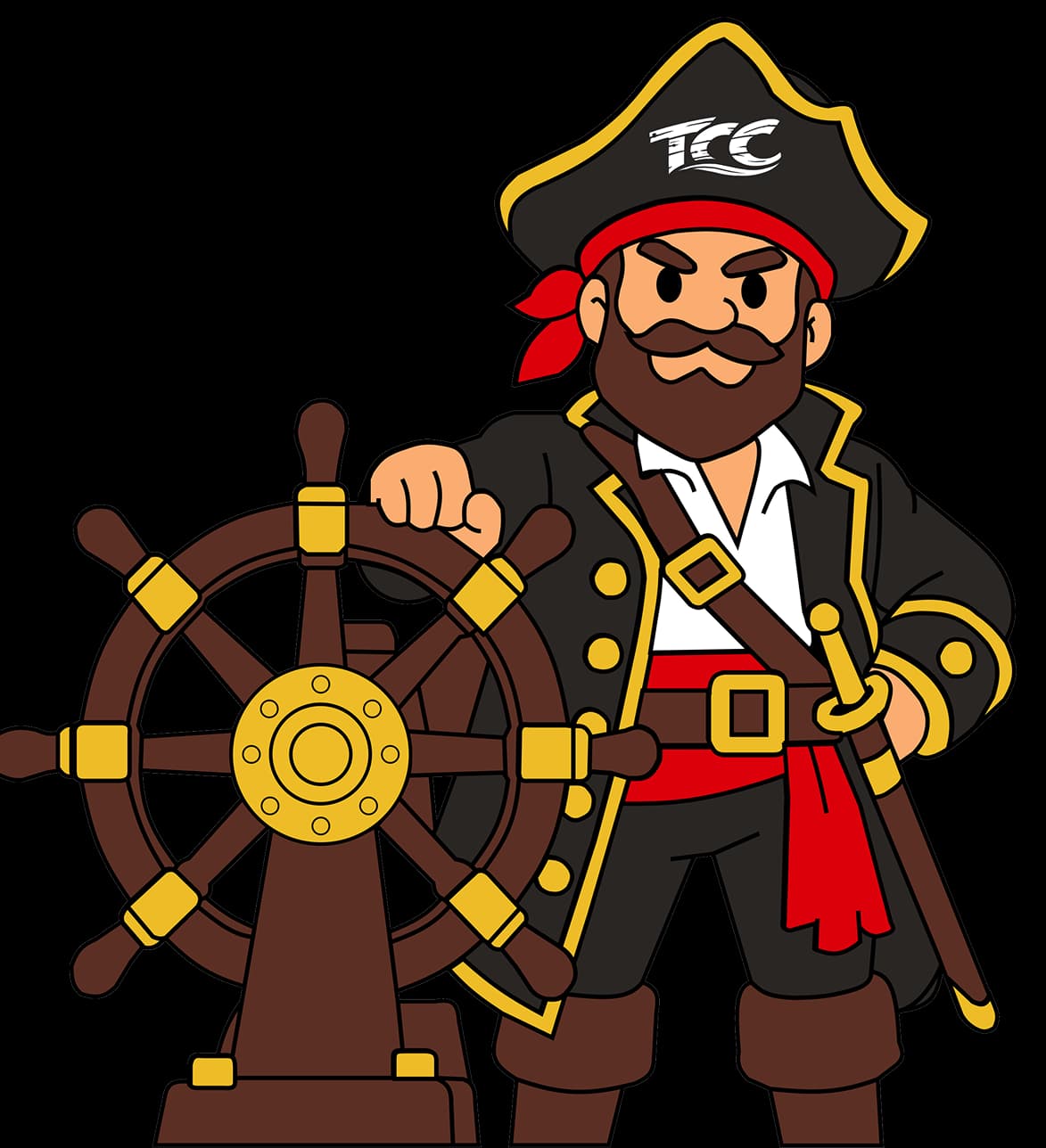 Kapitan TheCopyCaptain ob ladijskem krmilu.