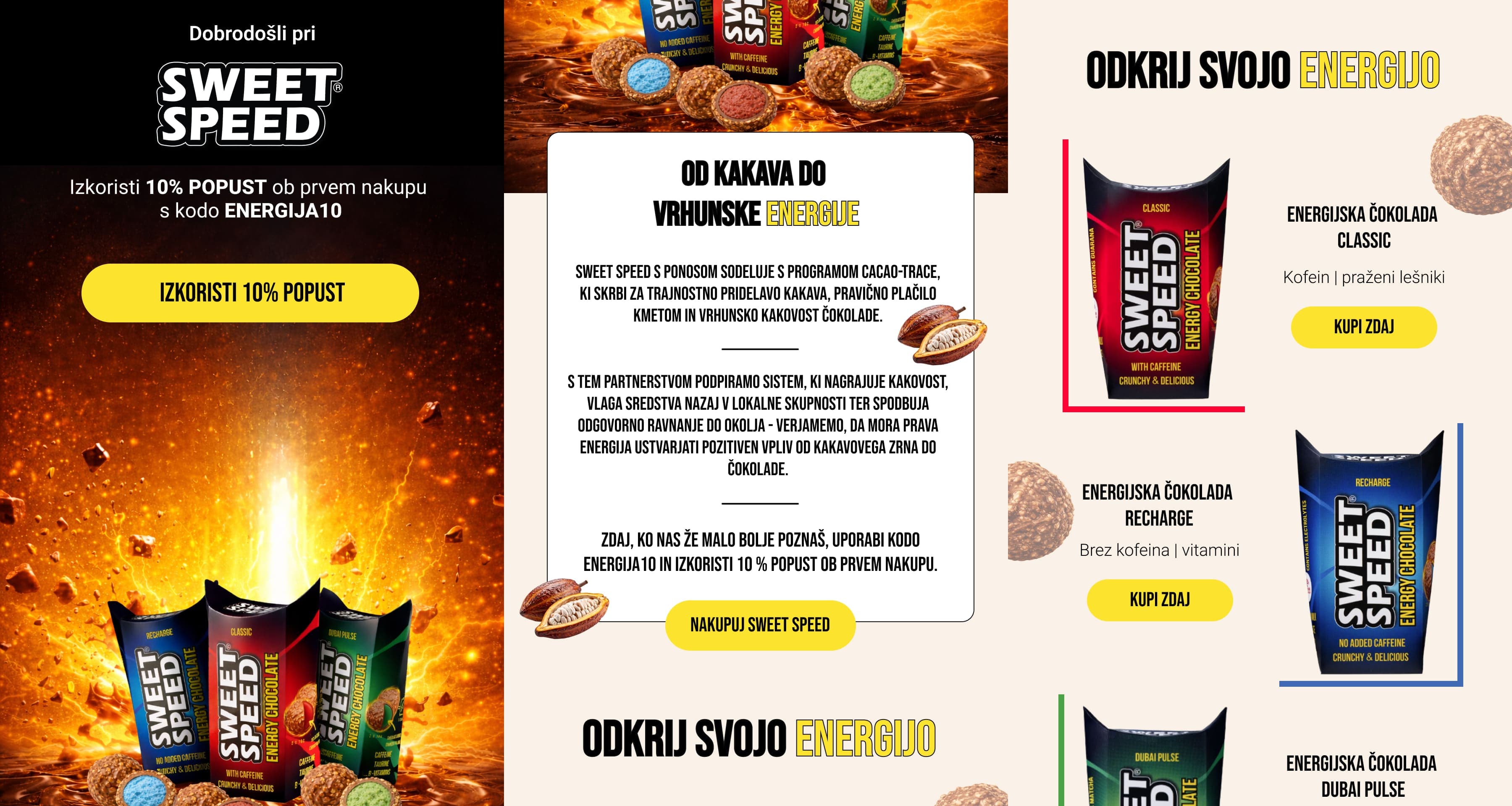 Spletna stran Sweet Speed – E-mail marketing