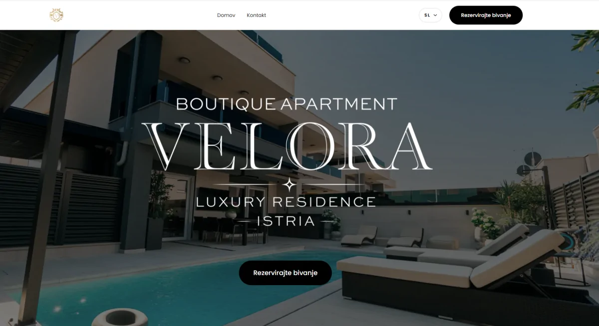 Spletna stran Boutique Apartment Velora