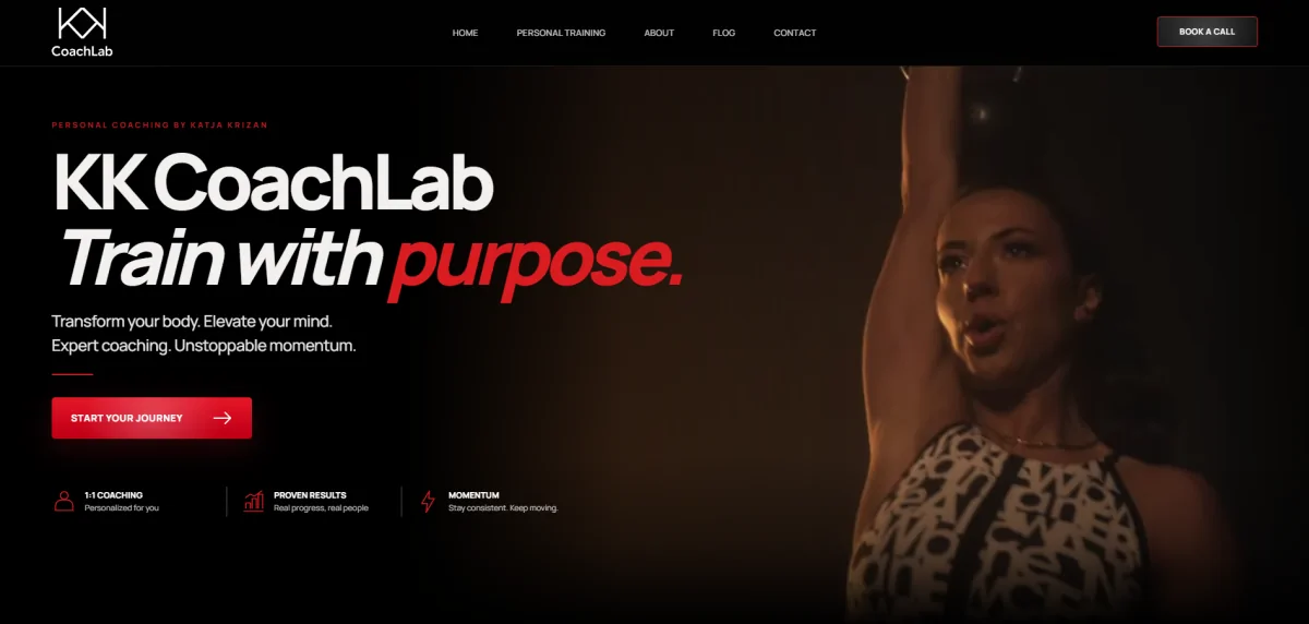 Posnetek zaslona spletne strani Coachlab