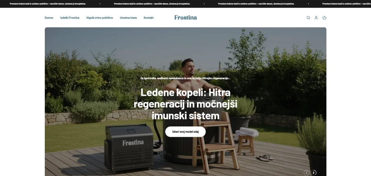 Posnetek zaslona spletne strani Frostina